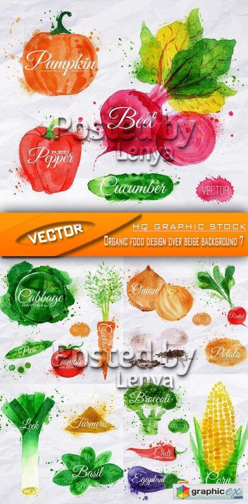 Stock Vector - Organic food design over beige background 7