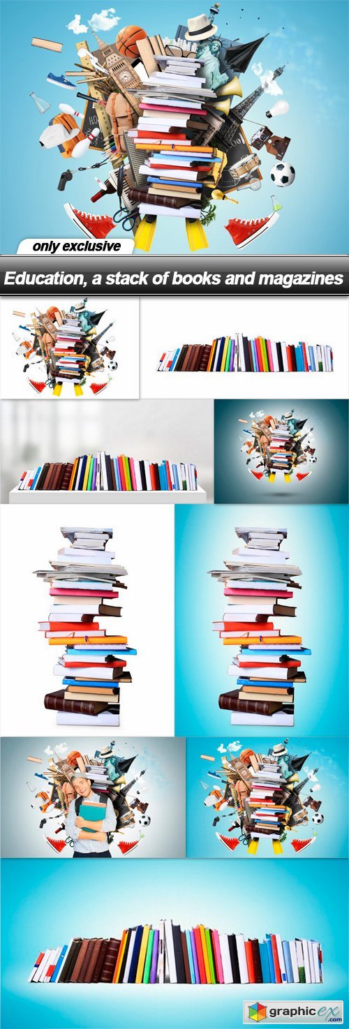 Education, a stack of books and magazines - 9 UHQ JPEG