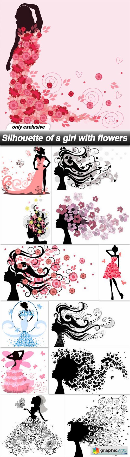 Silhouette of a girl with flowers - 13 UHQ JPEG