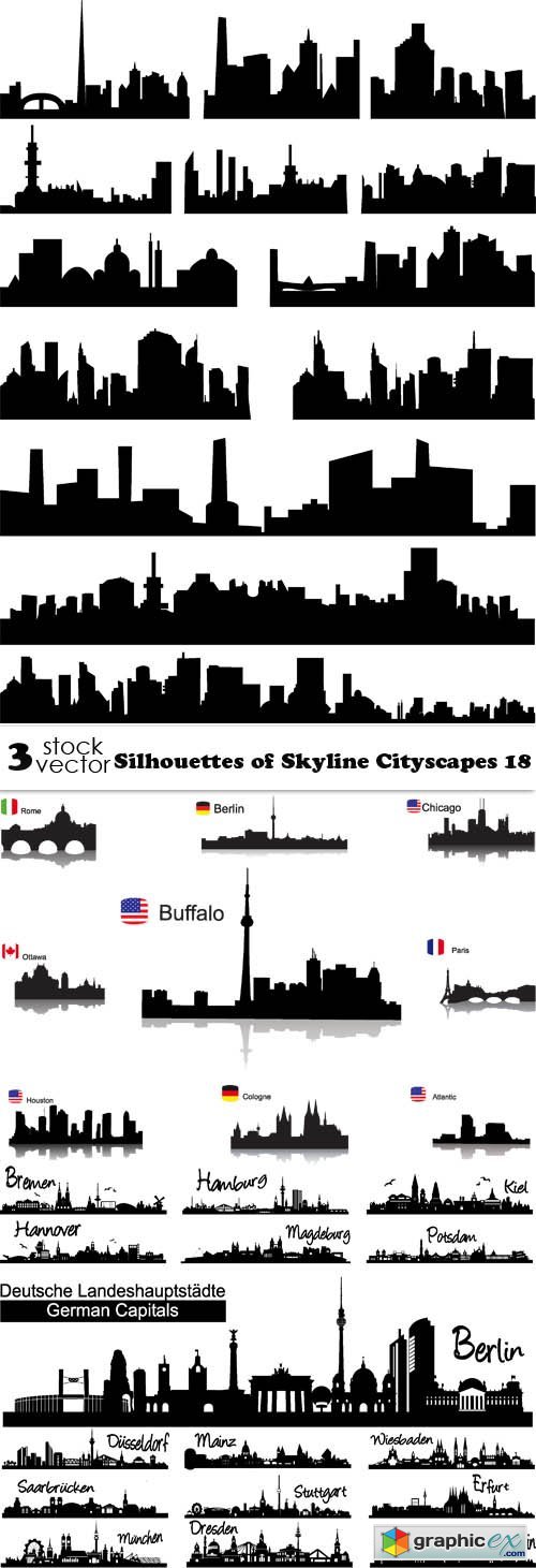 Silhouettes of Skyline Cityscapes 18