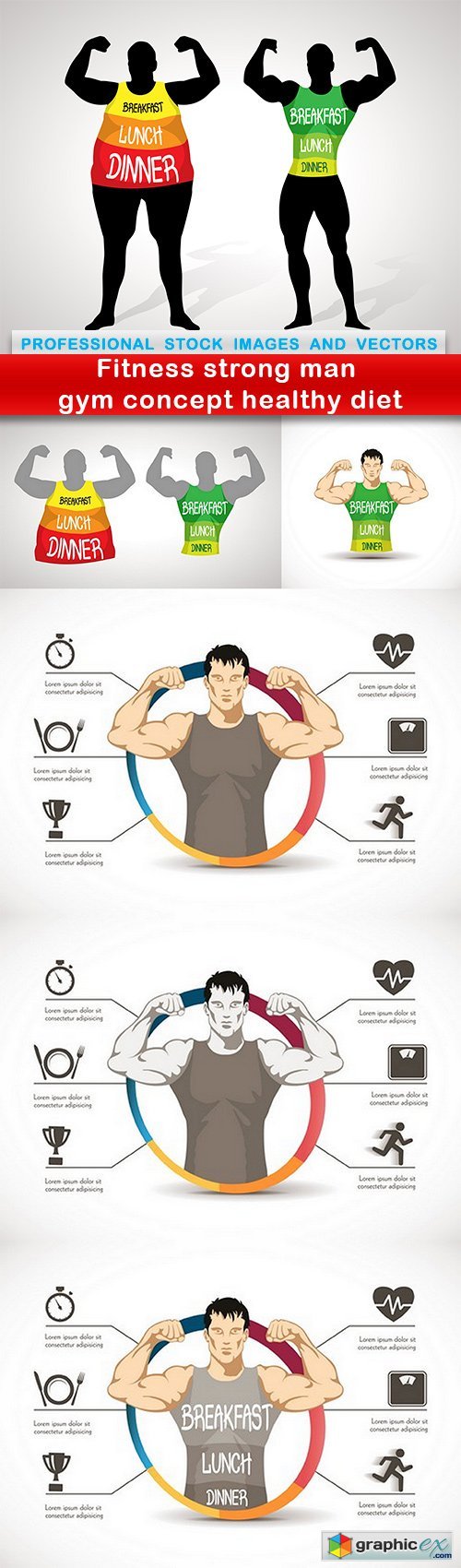 Fitness strong man gym concept healthy diet - 6 EPS