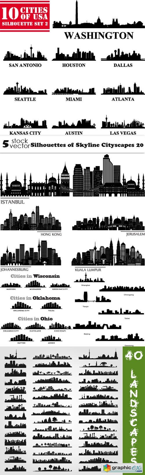 Silhouettes of Skyline Cityscapes 20