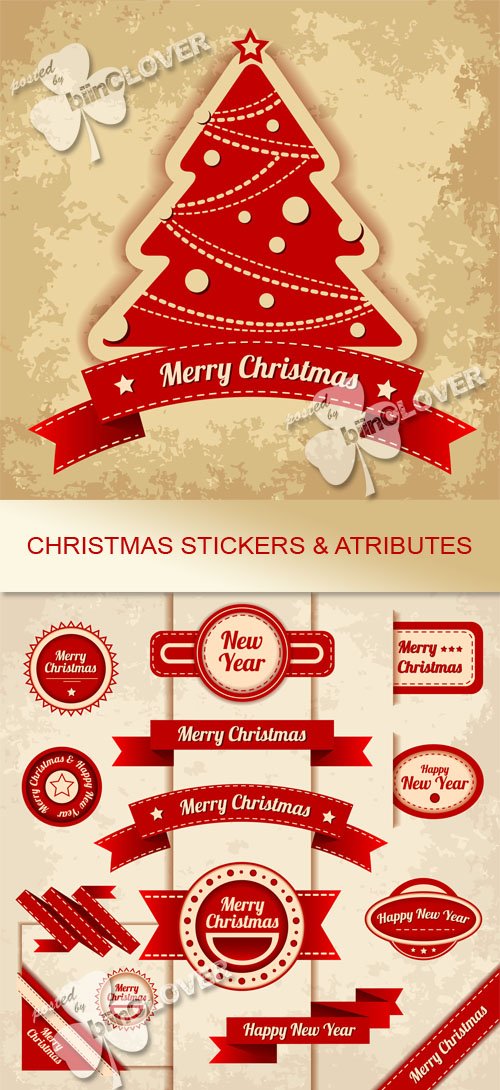 Vector Christmas stickers and attributes