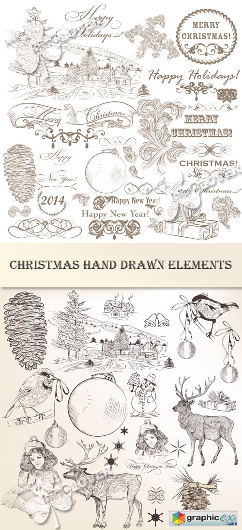 Vector Christmas hand drawn elements