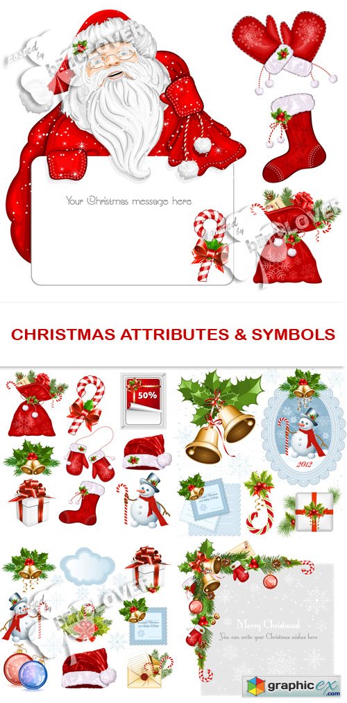 Vector Christmas attributes and symbols 0530