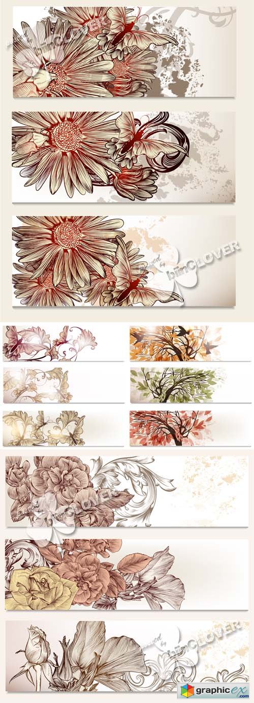 Vector Banners with floral elements 0529