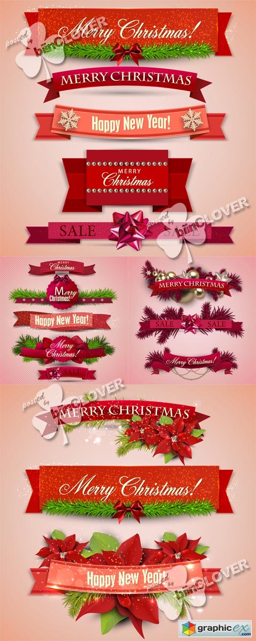 Vector Christmas set of ribbons, labels and tags 0525