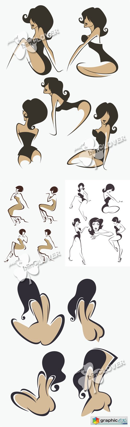 Vector �ollection of girls silhouettes 0523