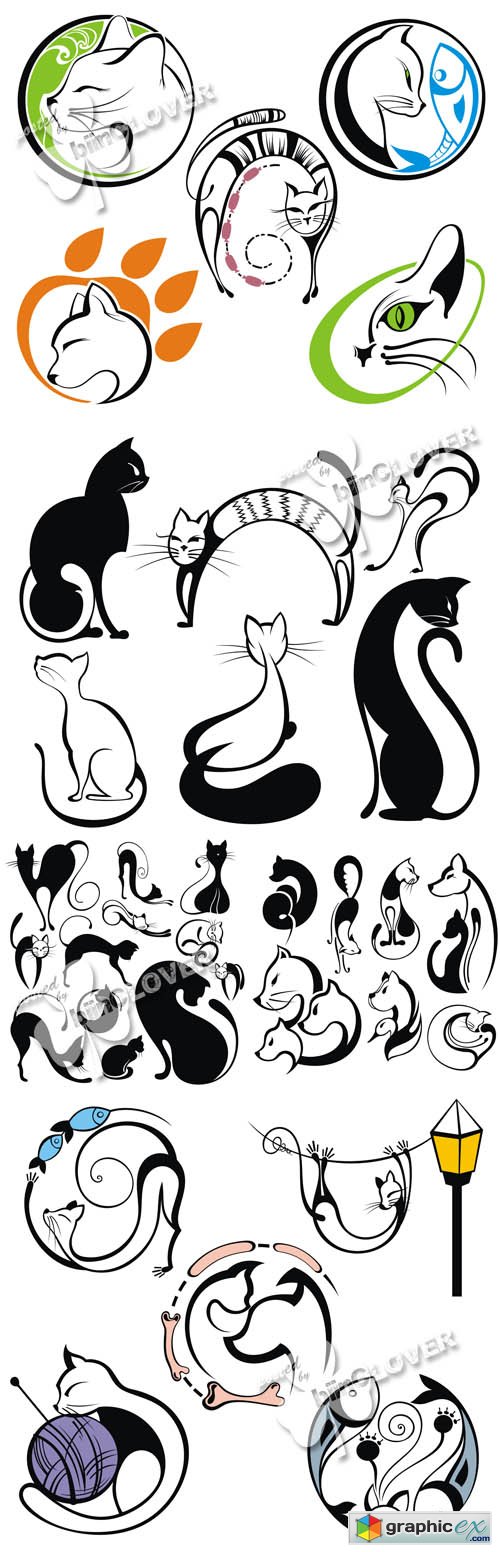 Vector Cats silhouettes 0522