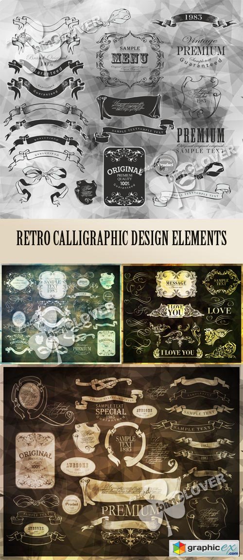 Vector Retro calligraphic design elements 0545
