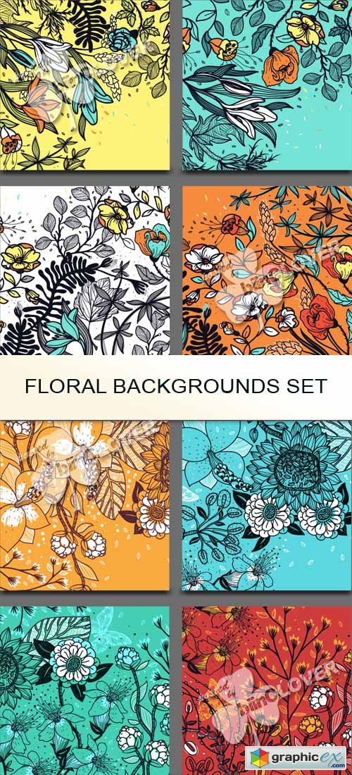 Vector Floral backgrounds set 0545