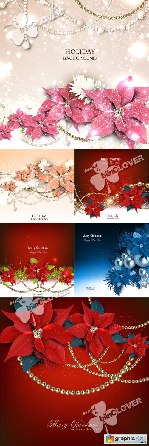 Vector Christmas background with floral garland 0521