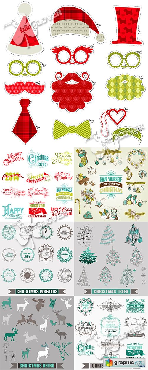 Vector Christmas card and design elements 0520