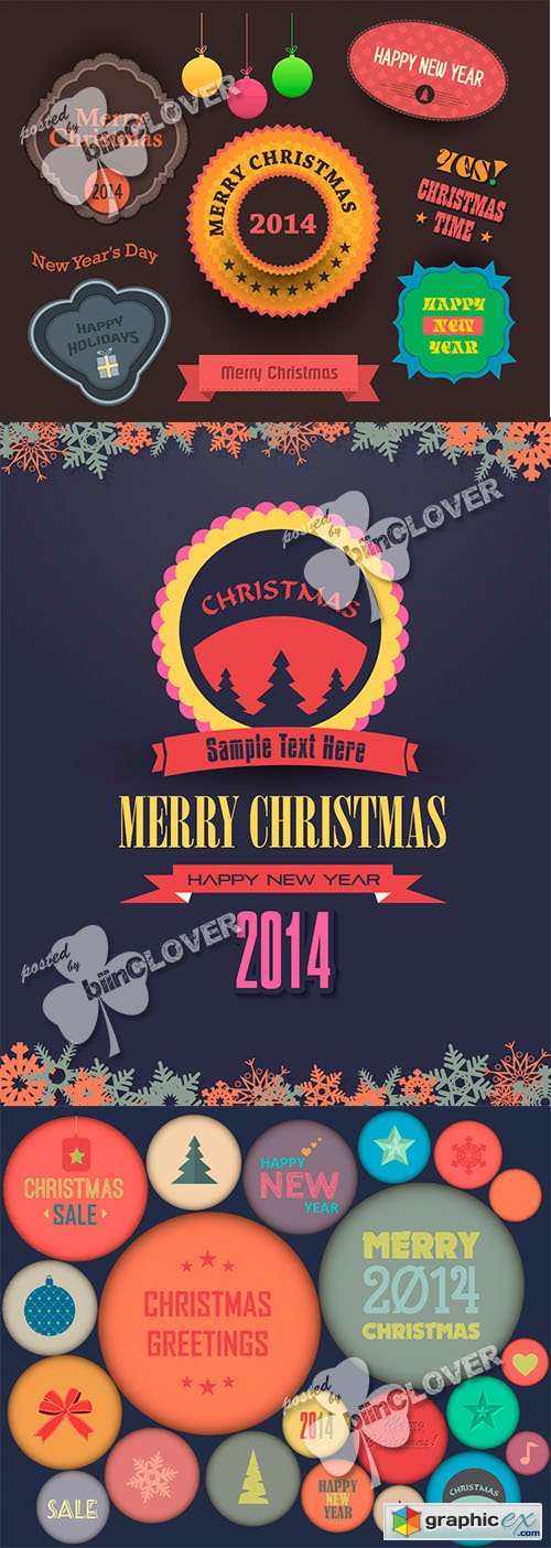 Vector Christmas badges, labels and tags 0520