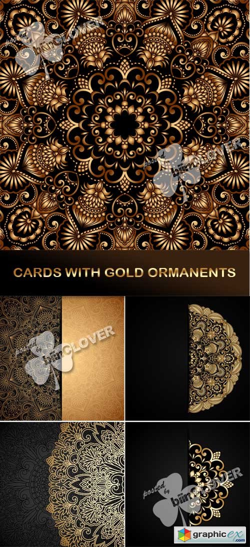 Vector Cards with gold ornament 0545