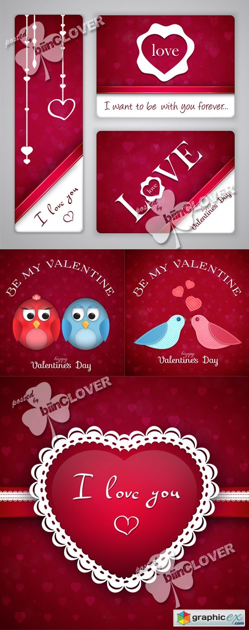 Vector Valentine&#039;s Day cards 0545