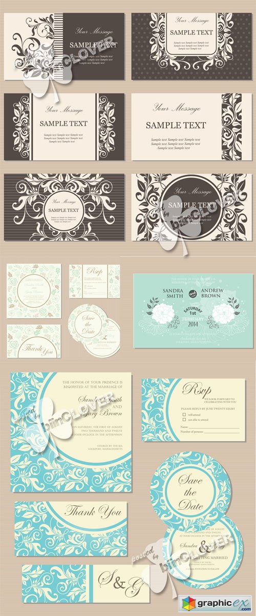 Vector Gentle wedding invitation cards 0517