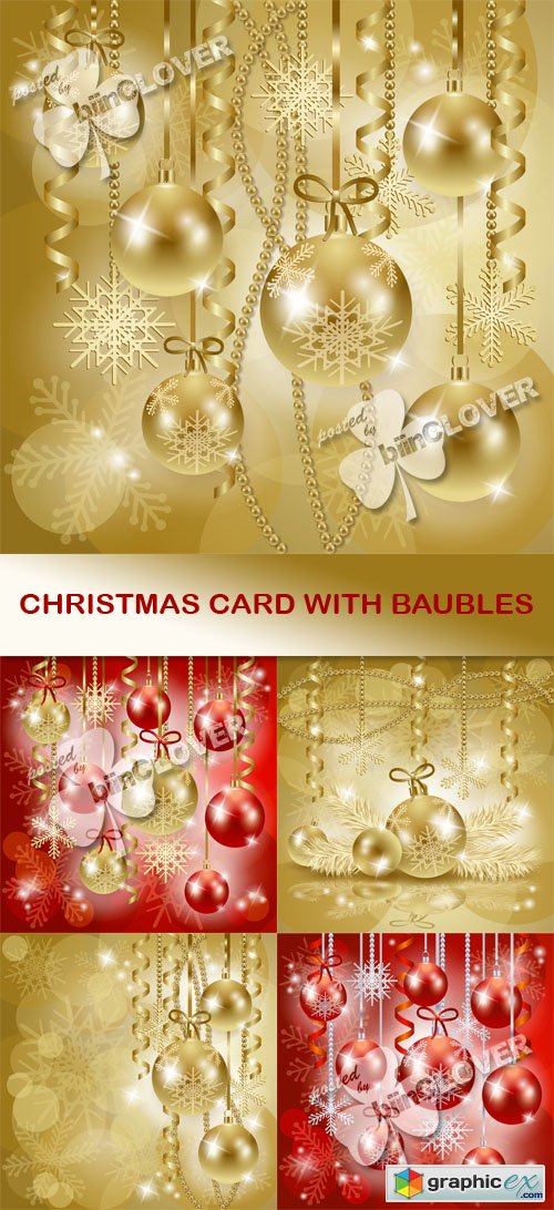 Vector Christmas card with baubles 0515