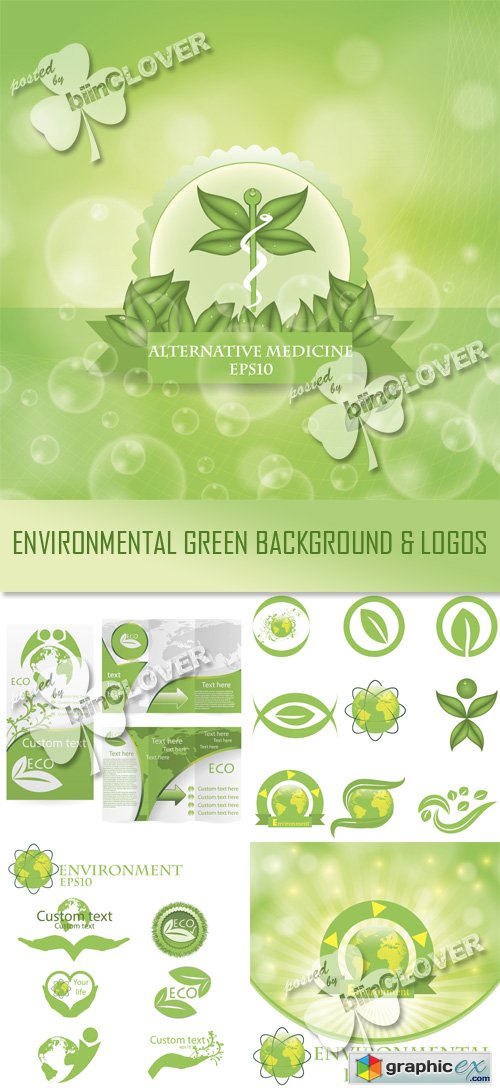 Vector Environmental green background and logos 0515