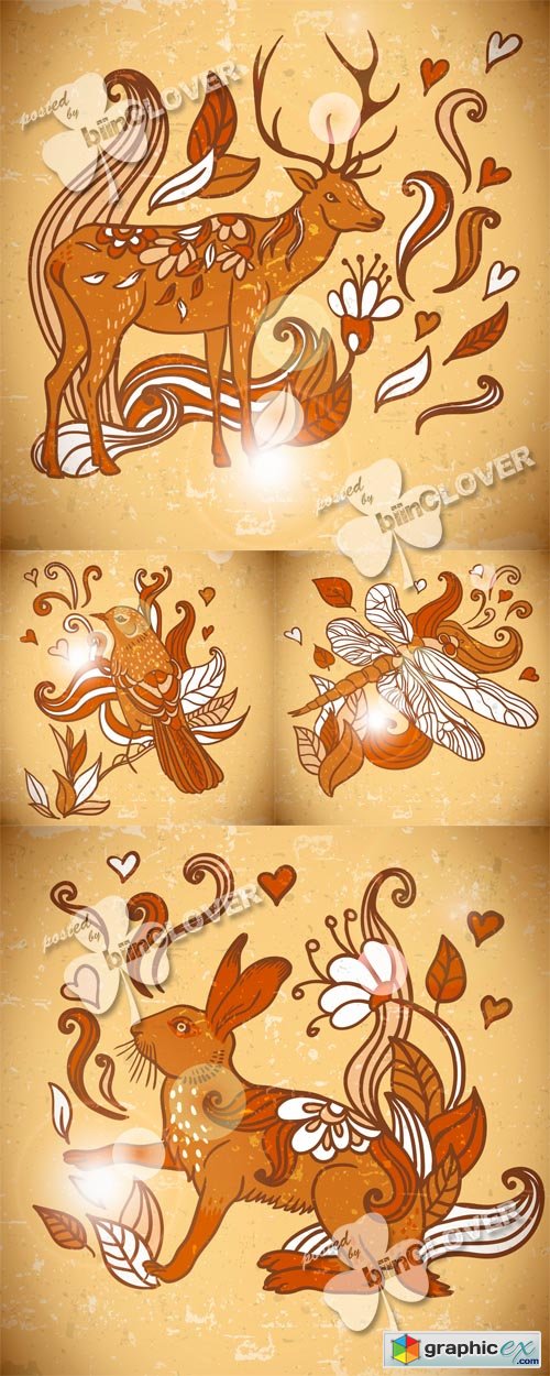 Vector Funny  background with animals 0514