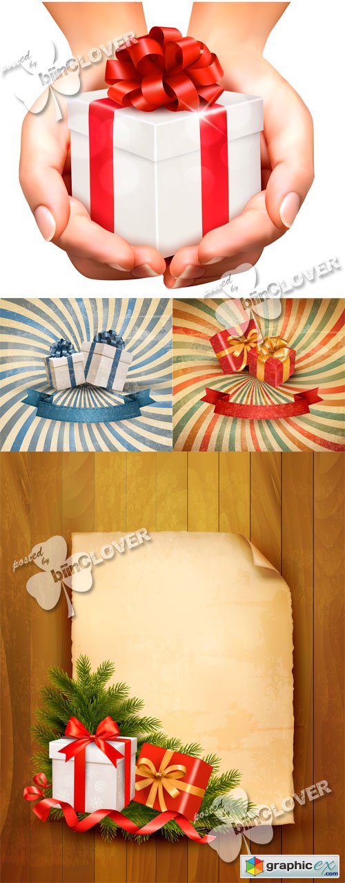 Vector Retro background with gift boxes 0415