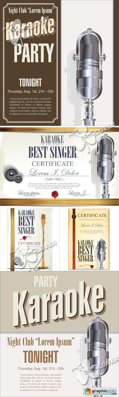 Vector Karaoke background and certificate template 0546