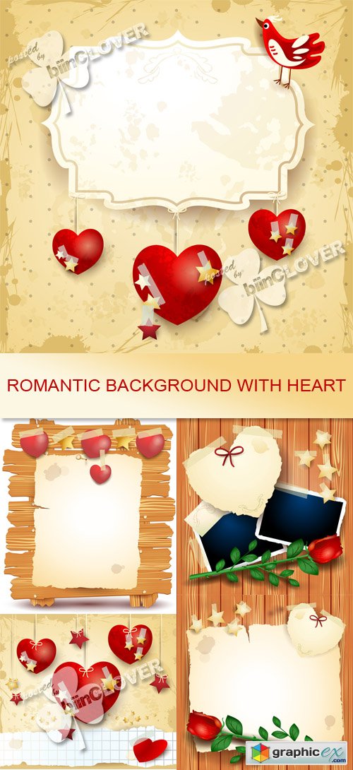 Vector Romantic background with heart 0546