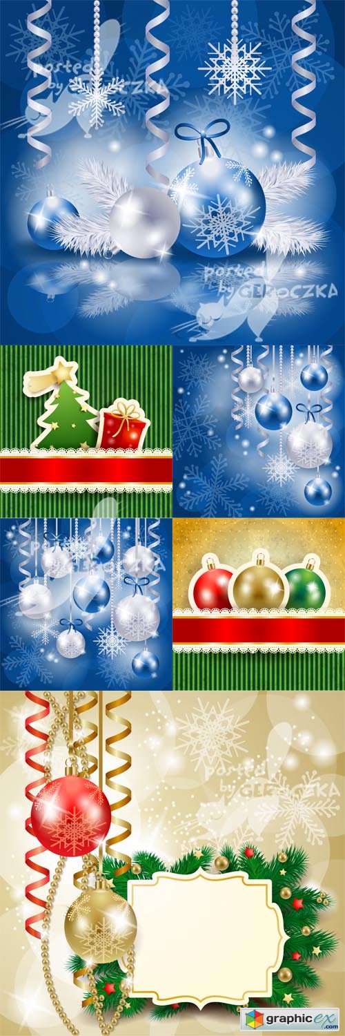 Vector Christmas background with baubles 0511