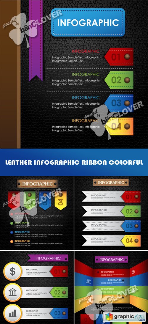 Vector Leather infographic ribbon colorful 0511