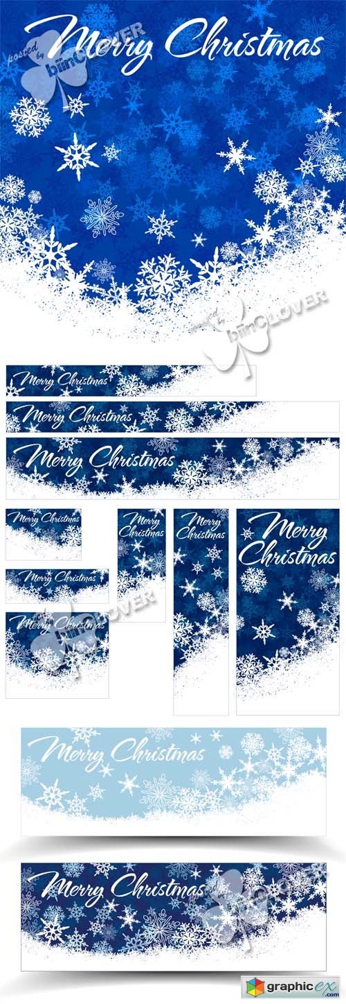 Vector Christmas cards  and banners with snowflakes 0507