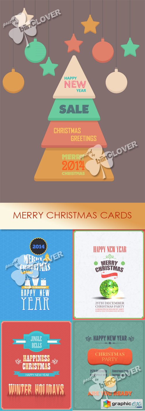 Vector Merry Christmas cards 0506