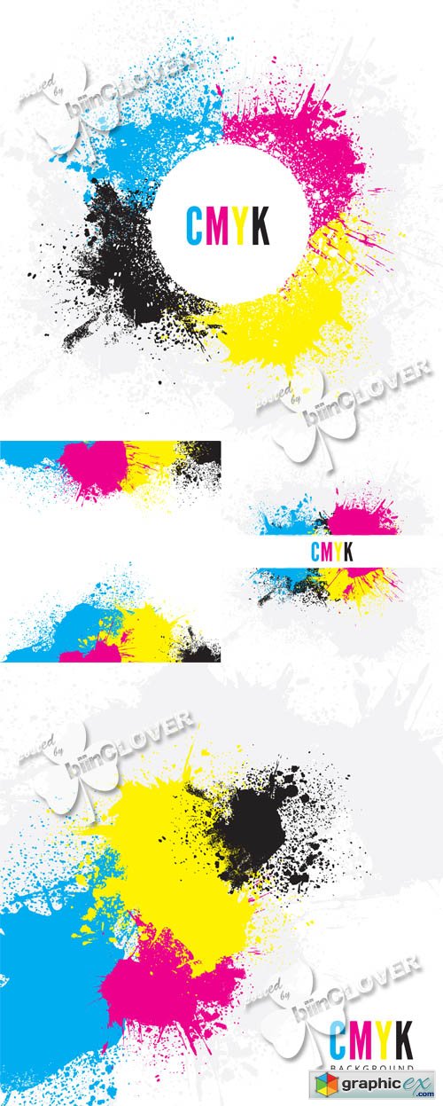 Vector CMYK paint splatters 0505
