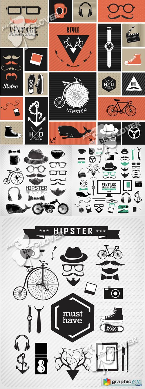 Vector Hipster style elements 0504