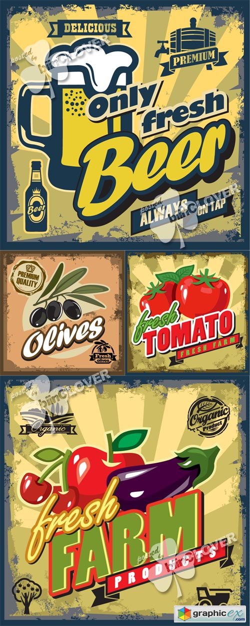 Vector Vintage foods and drinks backgrounds 0503