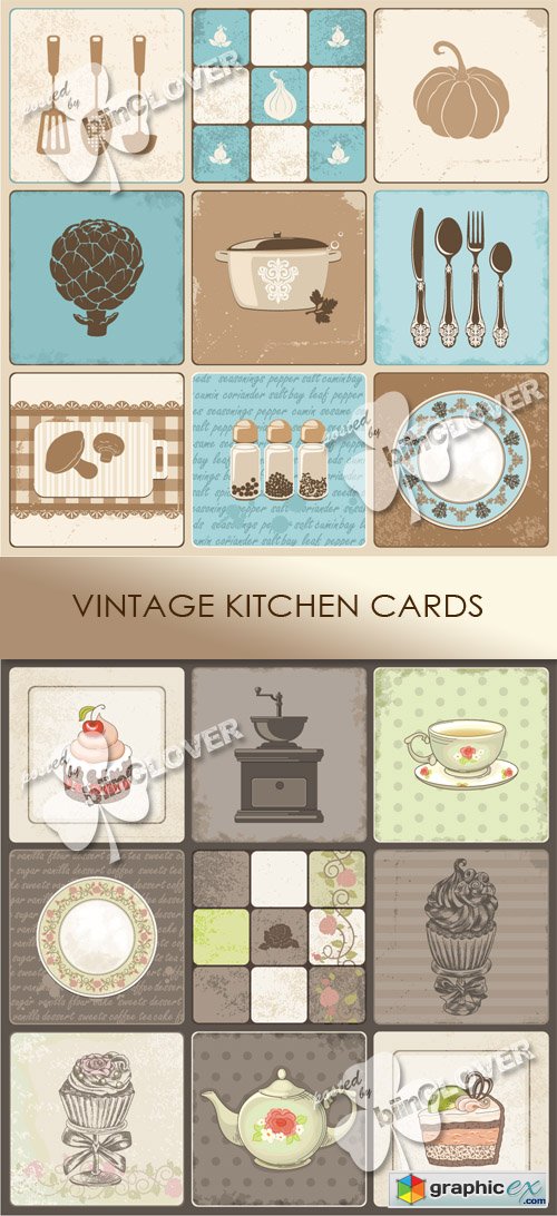 Vector Vintage kitchen cards 0503