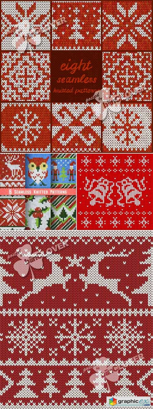 Vector Christmas seamless knitted backgrounds 0501