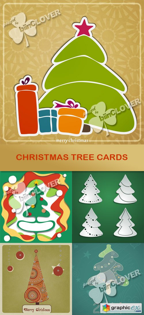 Vector Christmas tree cards 0500