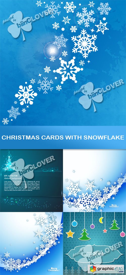 Vector Christmas cards with snowflake 0500