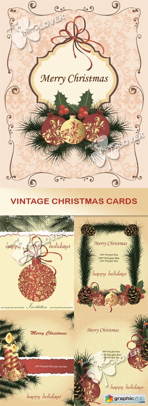 Vector Vintage Christmas cards 0499