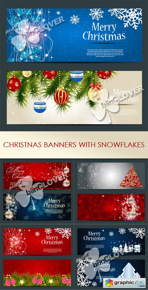 Vector Christmas banners with snowflakes 0499