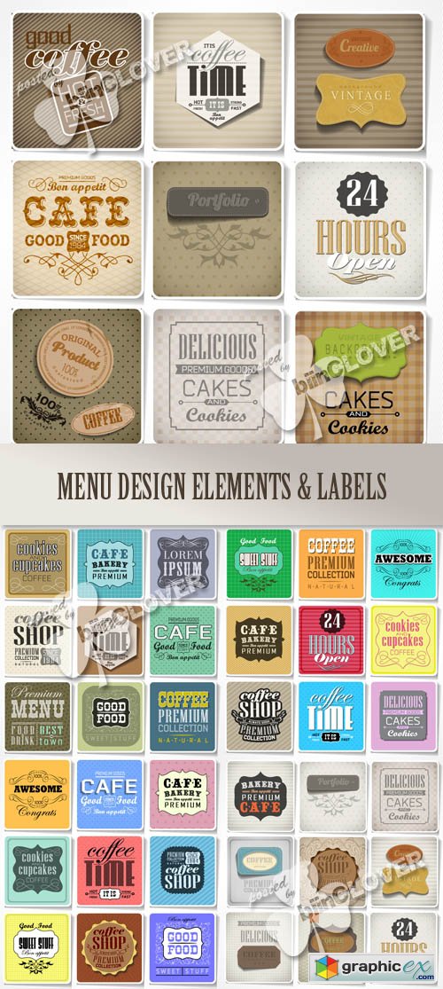 Vector Menu design elements and labels 0496