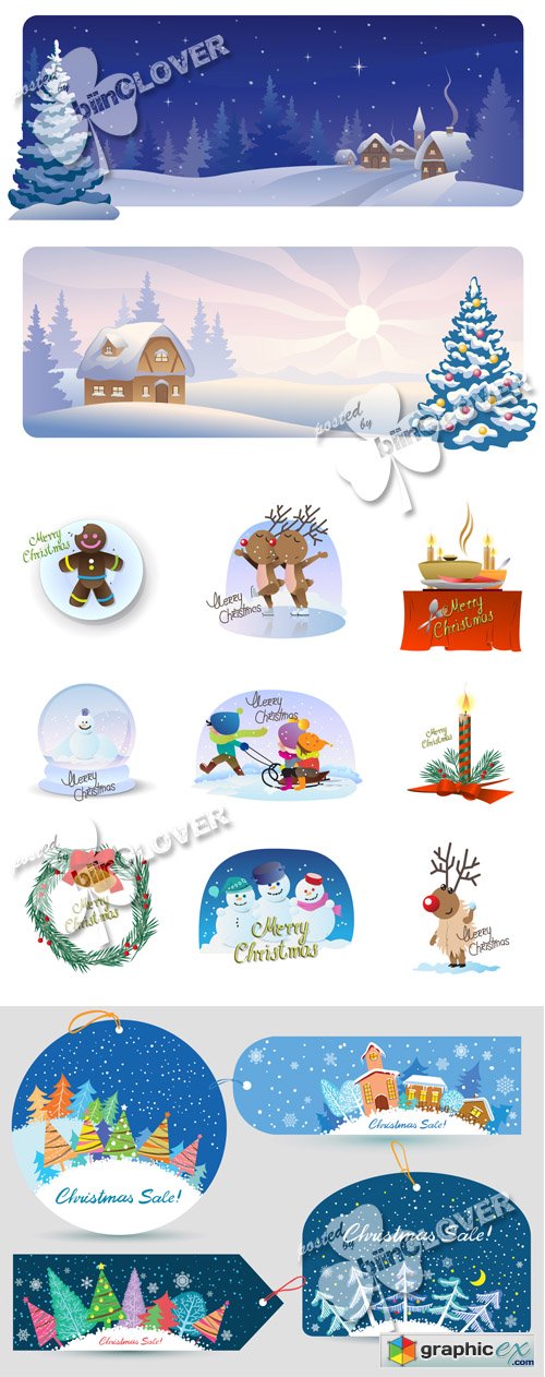 Vector Christmas cards and icons 0495