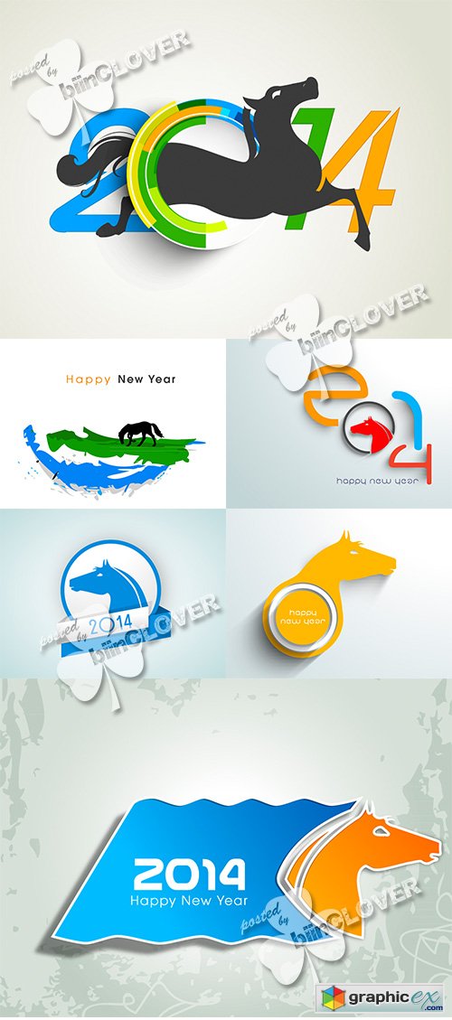 Vector New Year 2014 with Chinese symbol 0495
