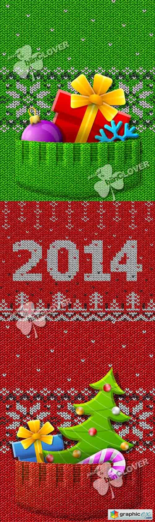 Vector New Year 2014 knitted cards 0492