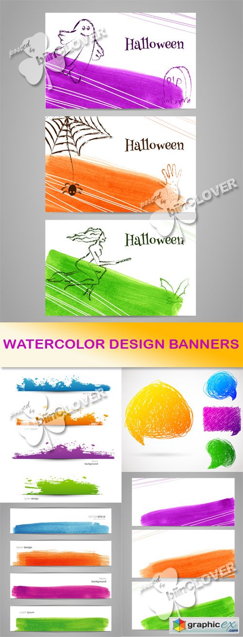 Vector Watercolor design banners 0492