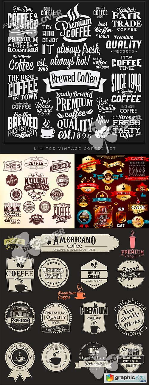 Vector Coffee labels and calligraphic elements 0490