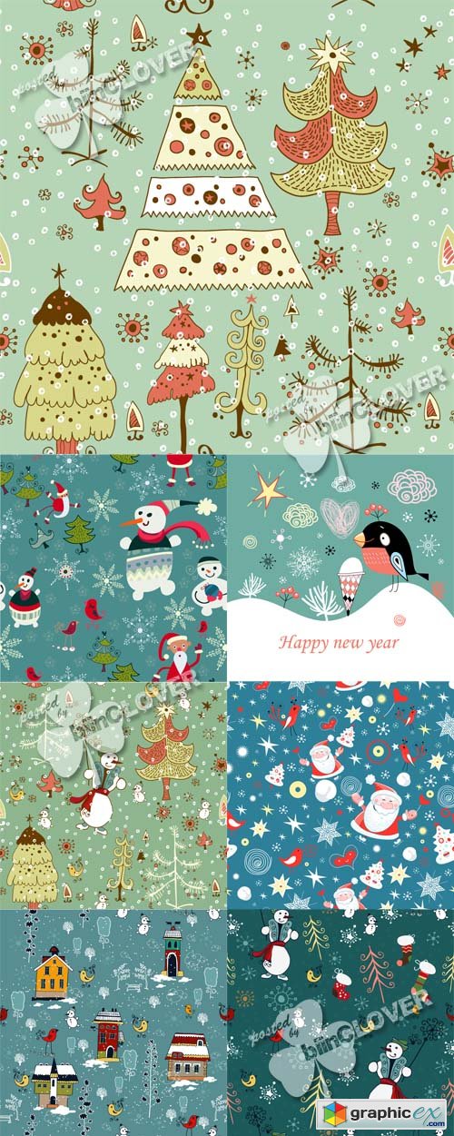Vector Christmas cards with cute characters 0488