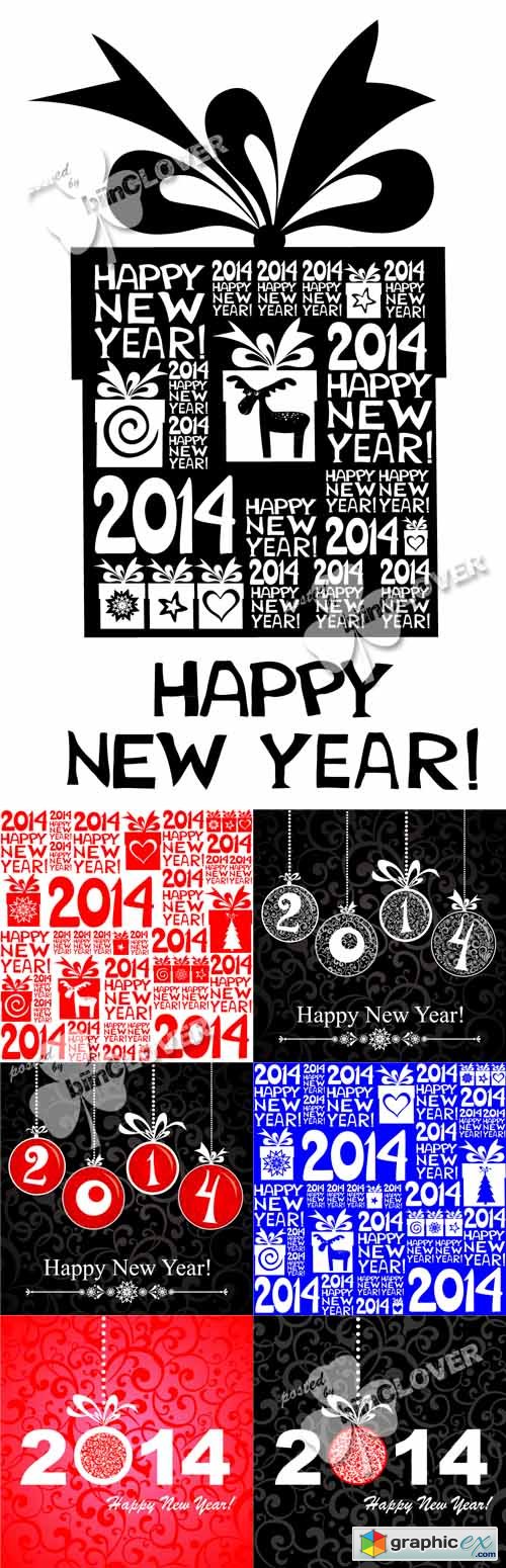Vector 2014 Happy New Year greeting card 0488
