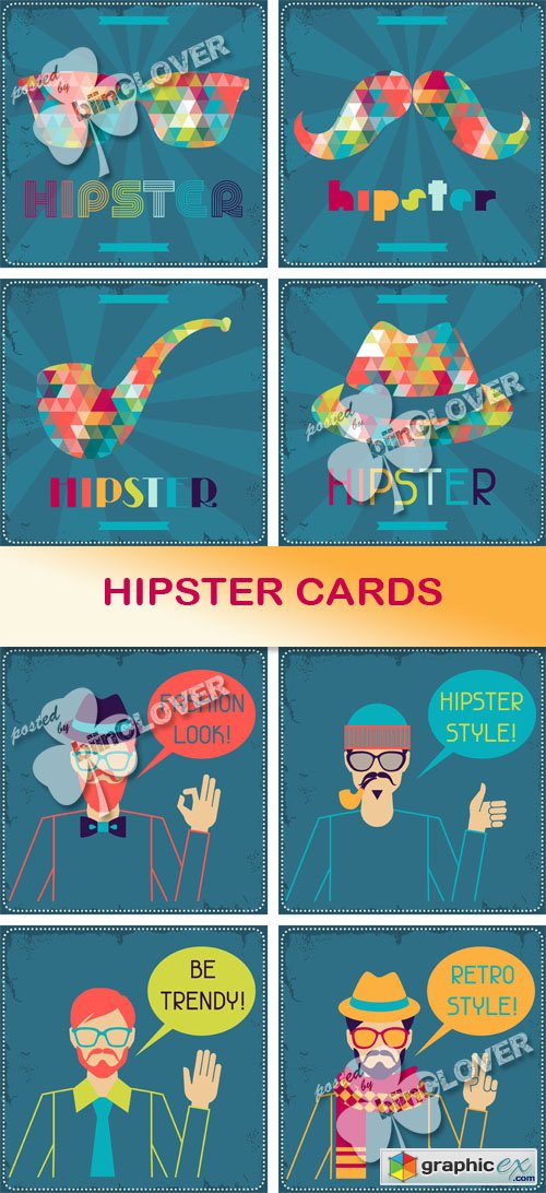 Vector Hipster cards 0488