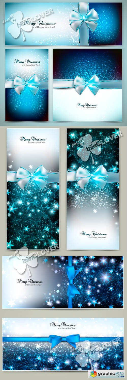 Vector Blue Christmas greeting cards 0487